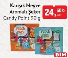 CANDY POİNT KARIŞIK MEYVE AROMALI ŞEKER 90 G